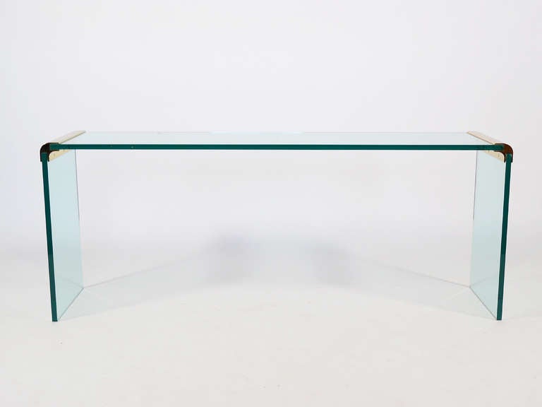 Mid-Century Modern Glass console/ sofa table by Leon Rosen for Pace Collection