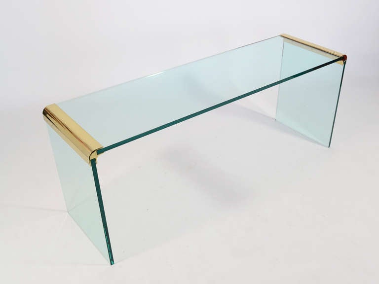 Late 20th Century Glass console/ sofa table by Leon Rosen for Pace Collection