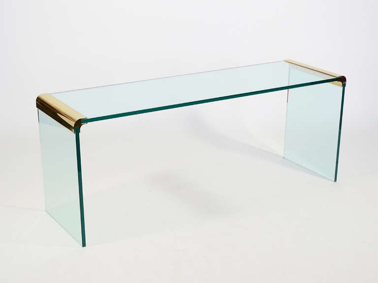 Glass console/ sofa table by Leon Rosen for Pace Collection 1
