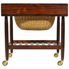Rosewood Sewing Table or Cart by Ejvind Johansson 1