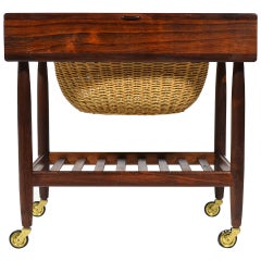 Retro Rosewood Sewing Table or Cart by Ejvind Johansson