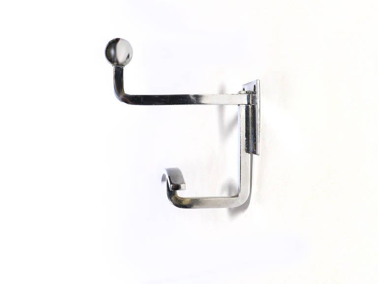 Stainless Steel Rare Set of Three Wall Hooks by Jean Royère