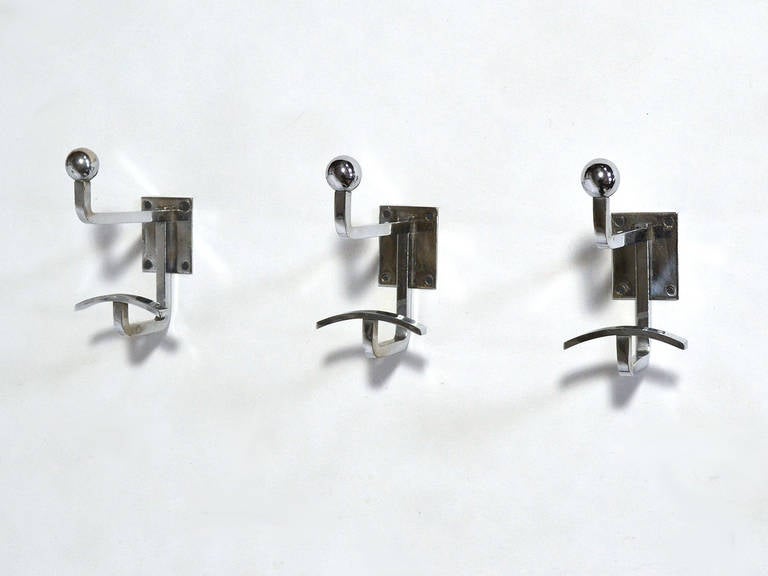 Rare Set of Three Wall Hooks by Jean Royère 3