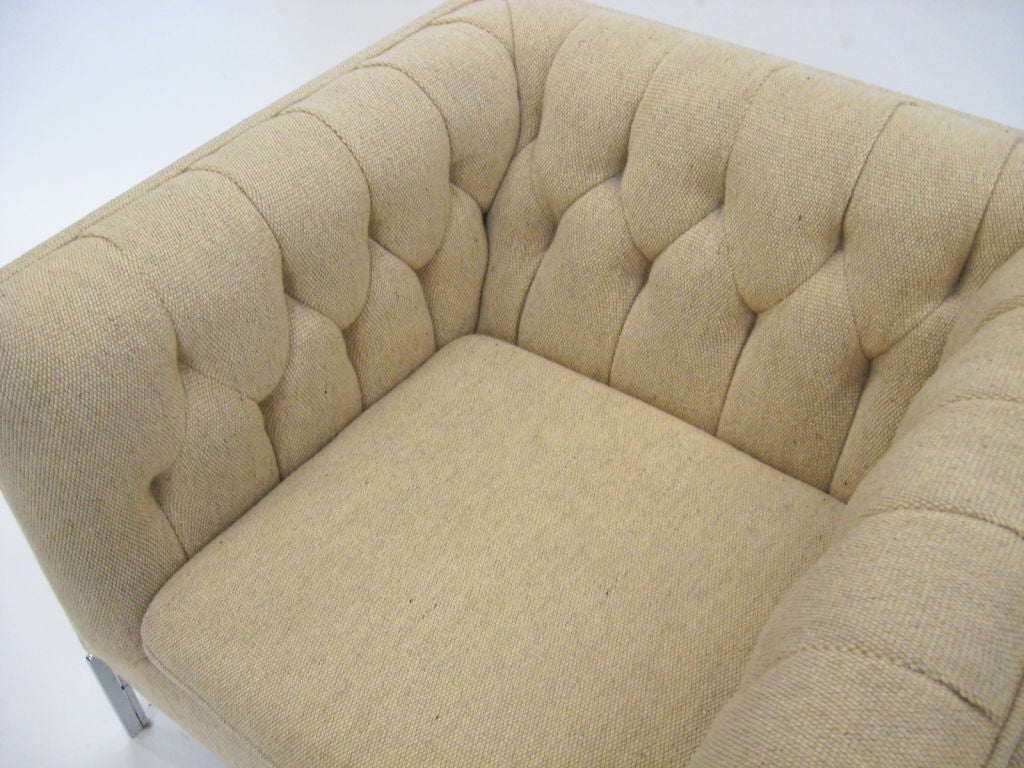 Mid-20th Century Stow Davis pleat tufted lounge chair