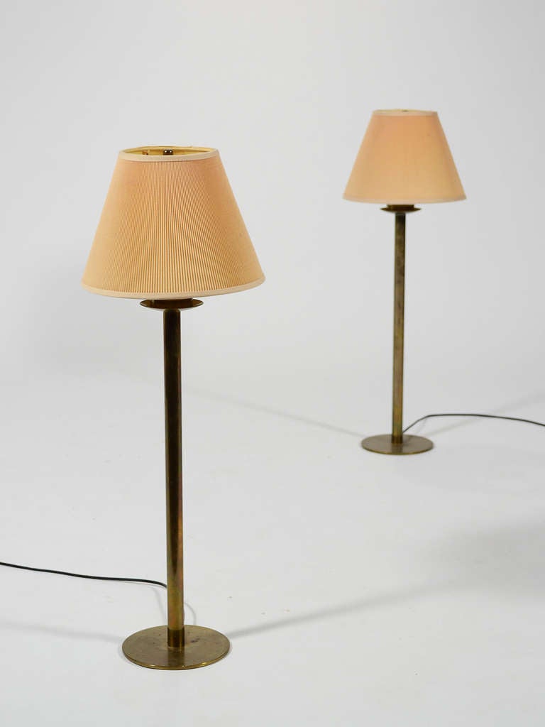 Scandinavian Modern Pair of Brass Hans-Agne Jakobsson Table Lamps by Markaryd