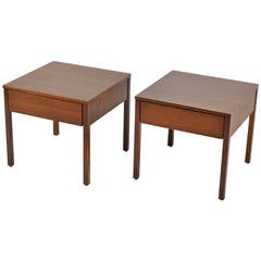 Pair of Walnut Nightstands or End Tables by Knoll
