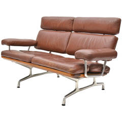 Vintage Eames Teak and Leather Sofa by Herman Miller