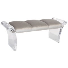 Fantastic Lucite Scroll Arm Bench by Robert Van Horn