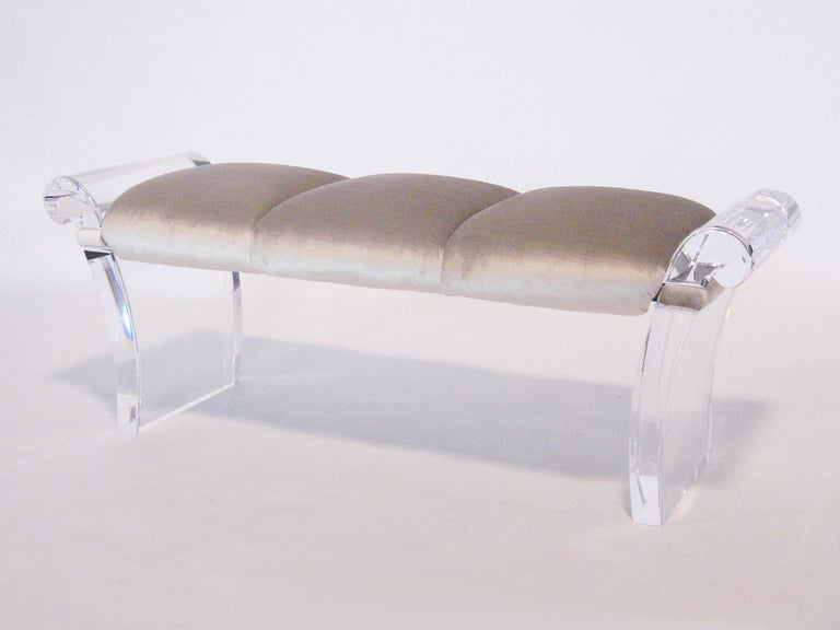 Fantastic Lucite Scroll Arm Bench By Robert Van Horn At 1stdibs