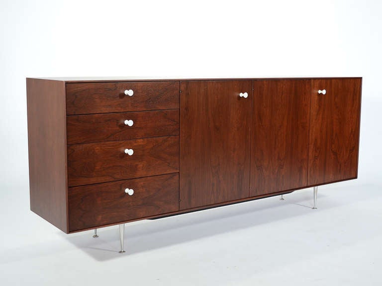 Aluminum George Nelson Rosewood Thin Edge Credenza by Herman Miller