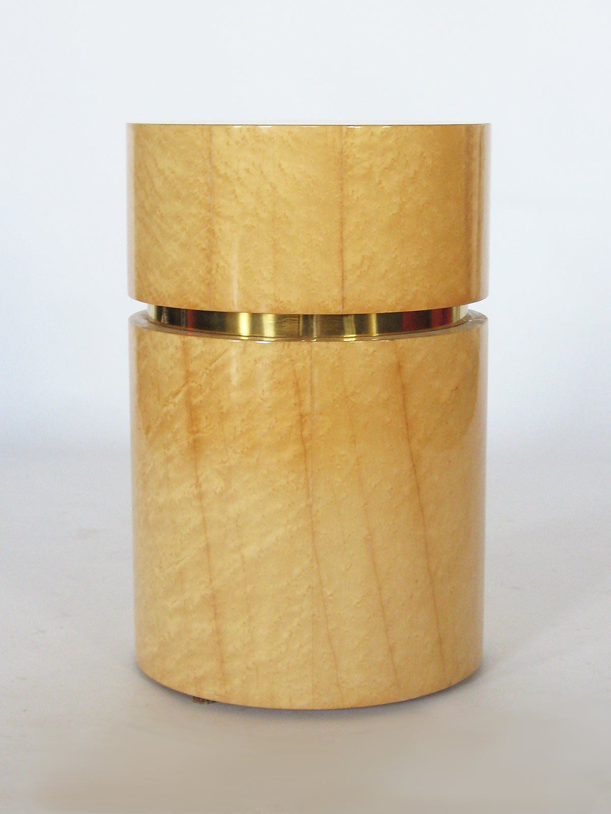 Bird
s Eye Maple And Brass Pedestal End Table By Pace *Saturday Sale*