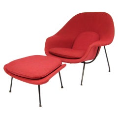 Vintage Early Saarinen womb chair and ottoman by Knoll