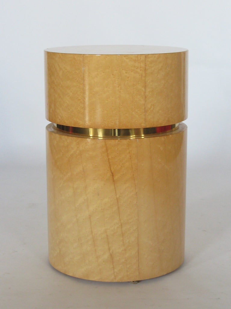 Bird's Eye Maple And Brass Pedestal End Table By Pace *Saturday Sale