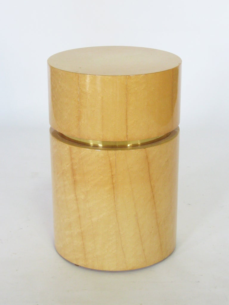 Bird's Eye Maple And Brass Pedestal End Table By Pace *Saturday Sale