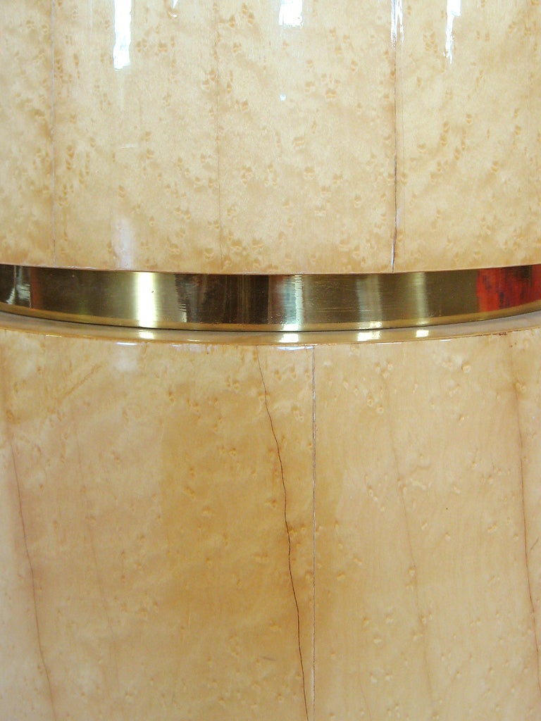 Bird's Eye Maple And Brass Pedestal End Table By Pace *Saturday Sale