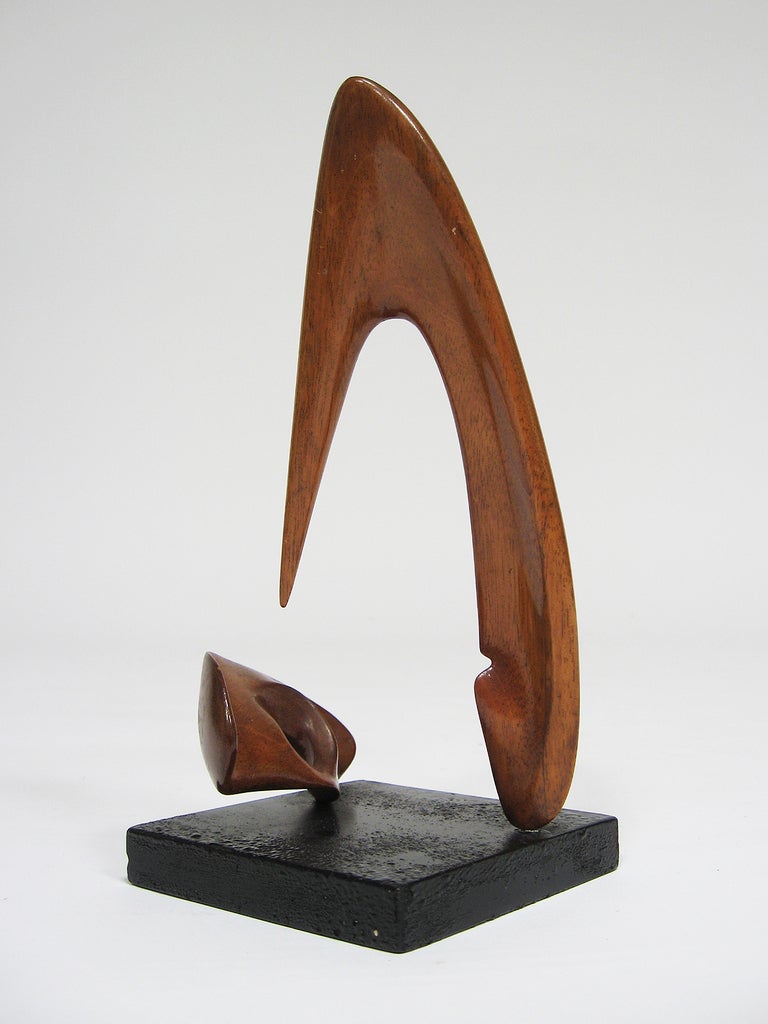 Mahogany Modernist Abstract Wood Sculpture