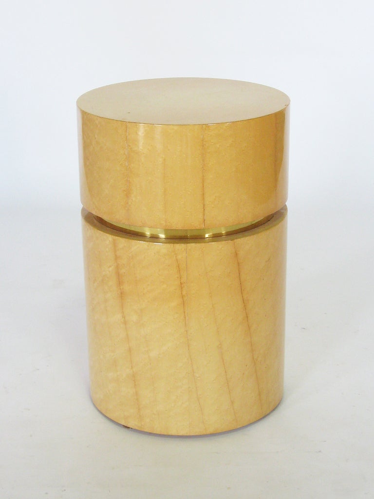 Bird's Eye Maple And Brass Pedestal End Table By Pace *Saturday Sale