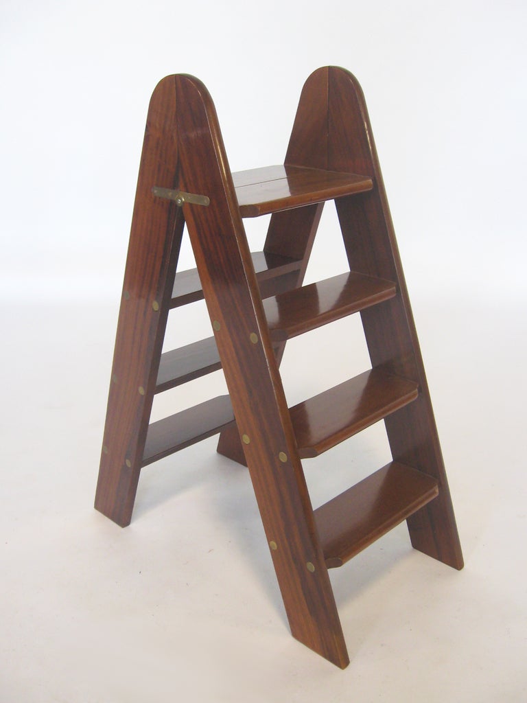 Mahogany Folding library ladder by Smith & Watson