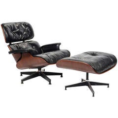 Rosweood and down Eames lounge chair and ottoman