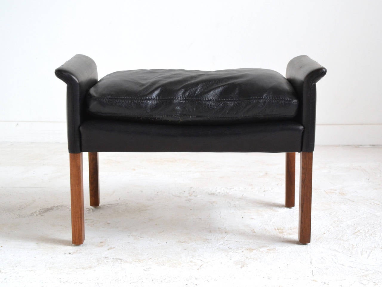 Mid-20th Century Hans Olsen Leather and Rosewood Lounge Chair and Ottoman