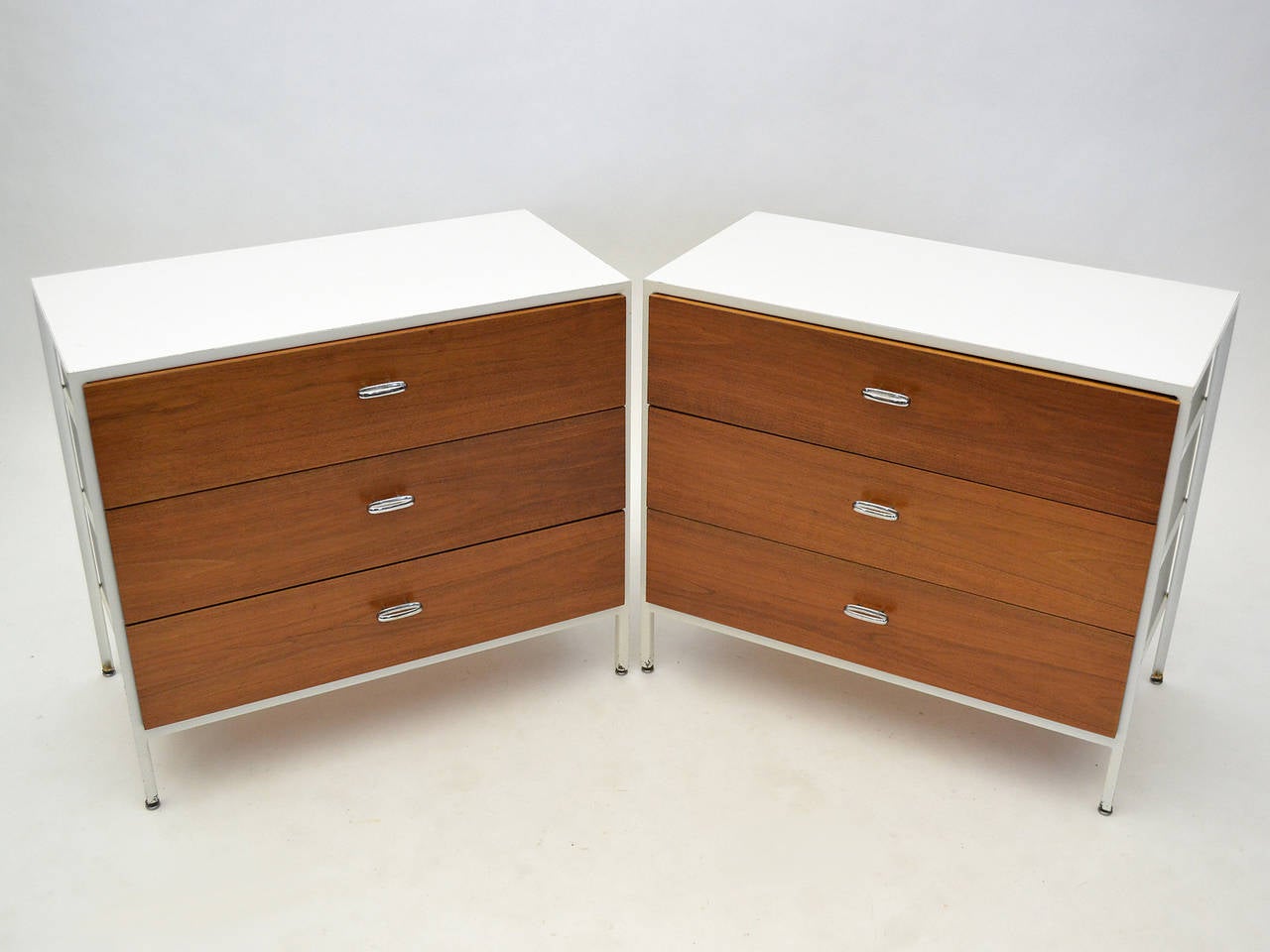 Mid-Century Modern Pair of George Nelson Steel Frame Chests by Herman Miller