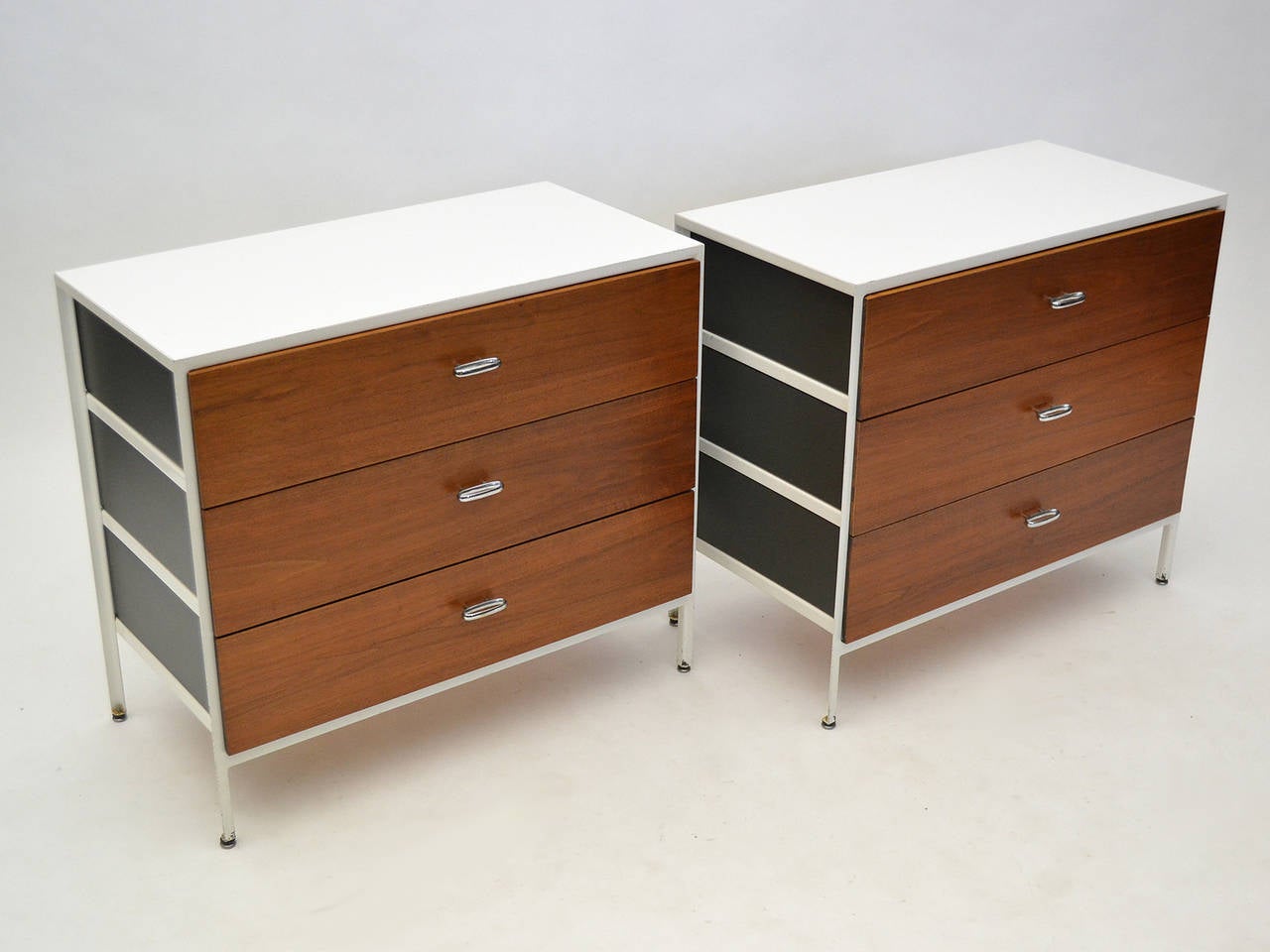 Enameled Pair of George Nelson Steel Frame Chests by Herman Miller