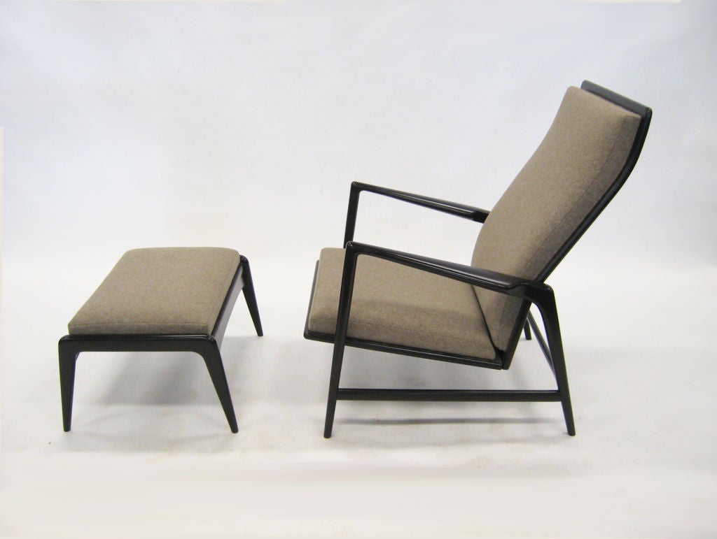 Danish Ib Kofod-Larsen reclining lounge chair and ottoman