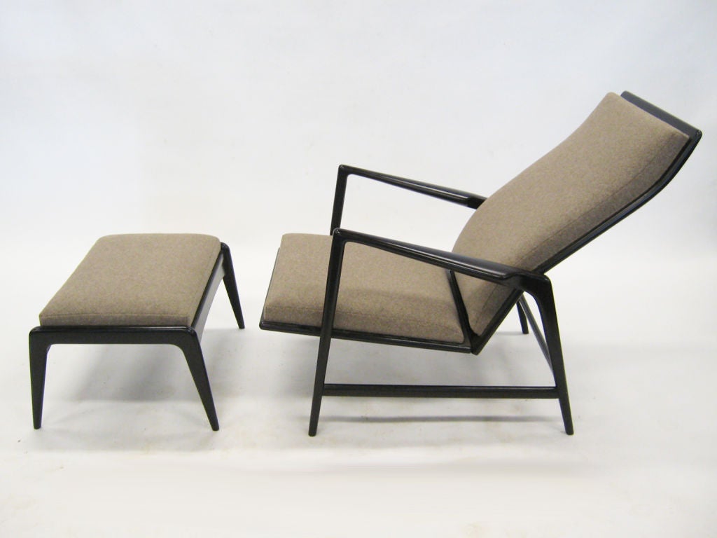 Mid-20th Century Ib Kofod-Larsen reclining lounge chair and ottoman