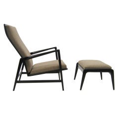 Ib Kofod-Larsen reclining lounge chair and ottoman