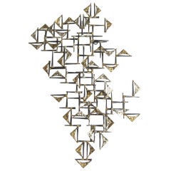 “Arrows” Jere-style abstract metal wall sculpture