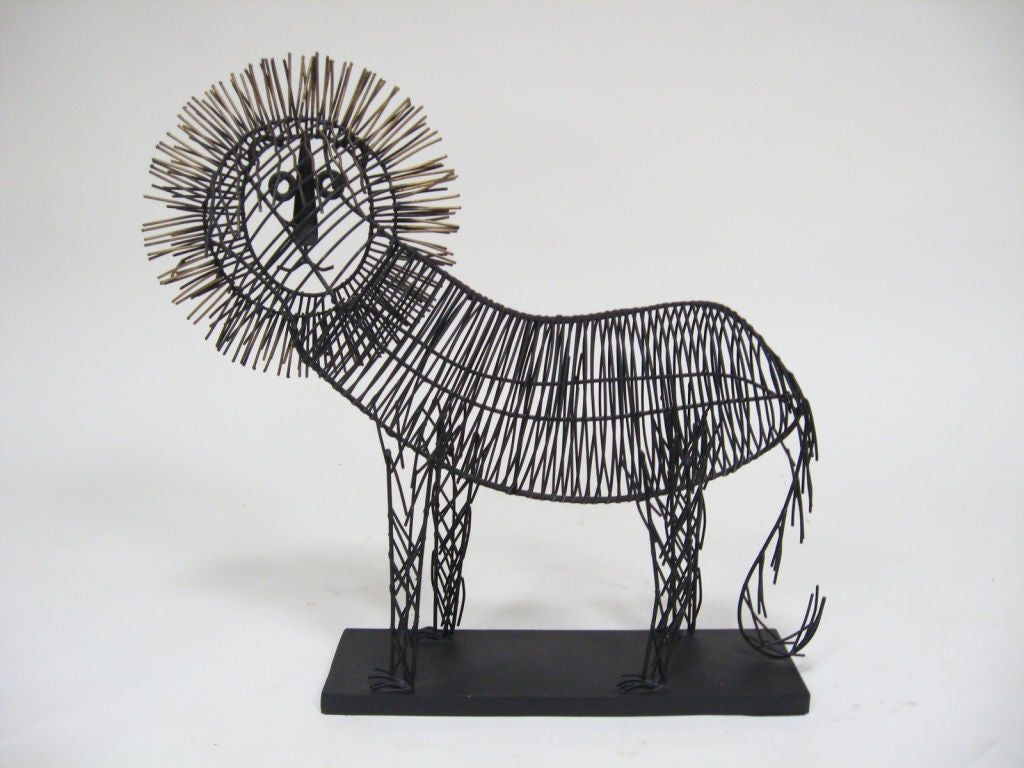 Late 20th Century Jere wire lion sculpture