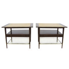 Pair of Paul McCobb leather top tables