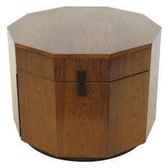 Harvey Probber decagonal rosewood table and dry bar