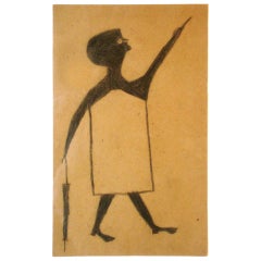 Bill Traylor(1854—1949) | Woman Pointing and Holding Umbrella