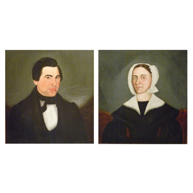 Husband 
Wife Portraits | attributed Sheldon Peck (1797-1868) For Sale