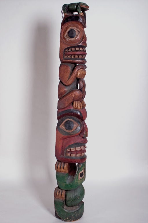 N.W. Coast Transformational Ceremonial Totem, Potlatch, Traditional Colors