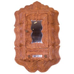 Anonymous | Tramp Art | Hanging Wall Cabinet With Mirrors