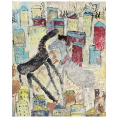 Purvis Young | Horse Fighting in the City (Horses Over the City)