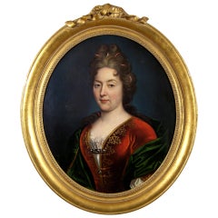 Vintage "Portrait of a Lady" Attributed to Nicolas de Largilliere