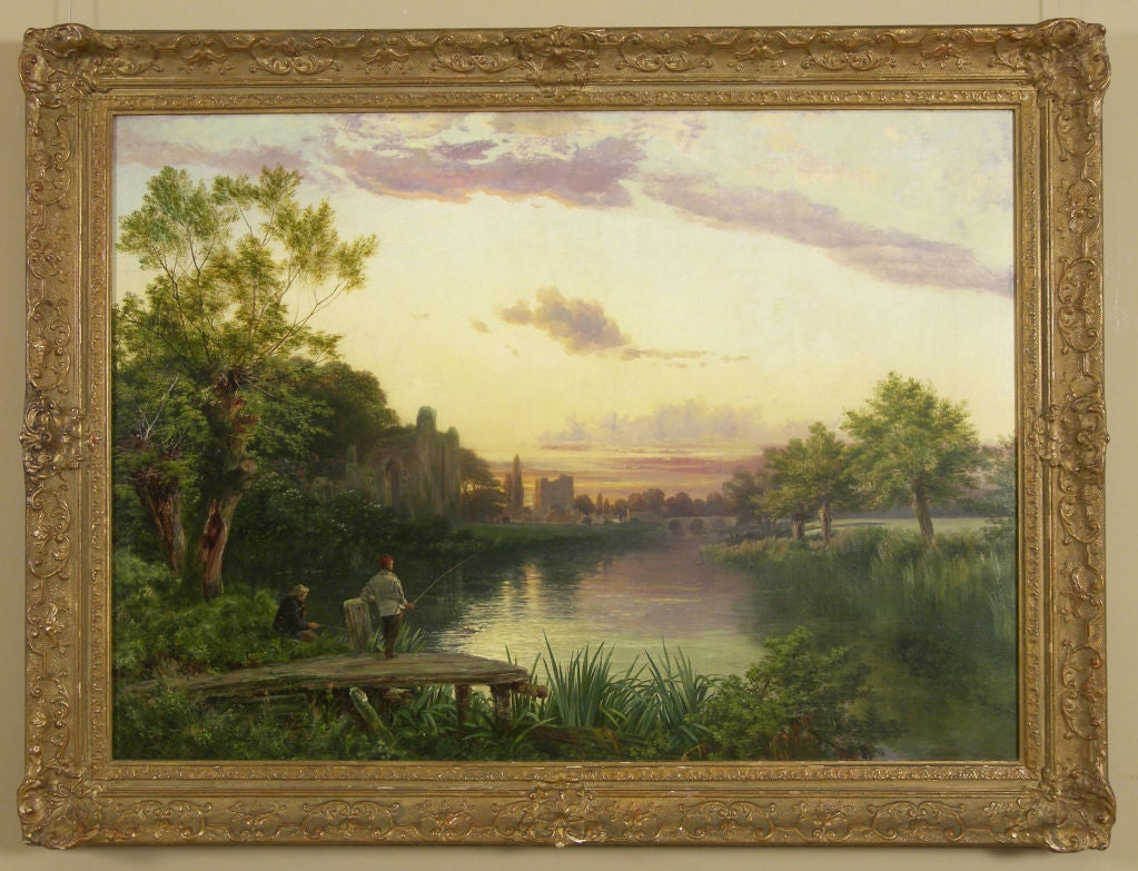Joseph Paul Pettitt 
British, 1812-1882 
 
“Fishing along the River” 
 
Oil on canvas 
Signed and dated ‘J. P. Pettitt, 1860’ center left 
30 by 42 in.  
w/frame 36 by 48 in. 
 
      Joseph Paul Pettitt was a member of the Society of