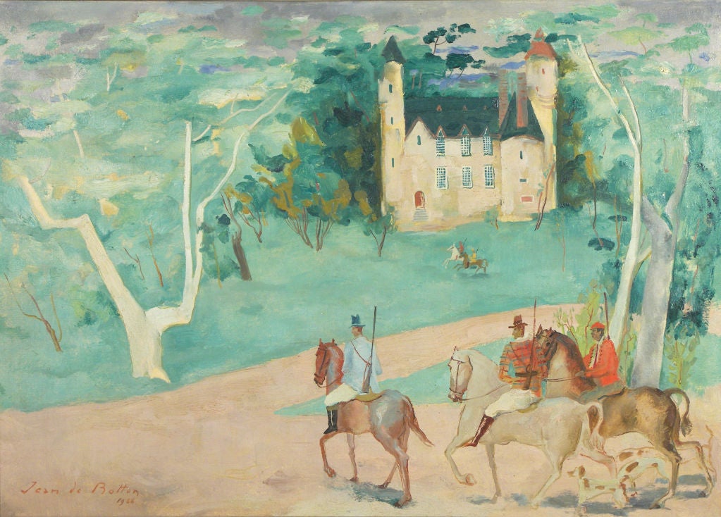 Jean Isy de Botton
French, 1898-1978

“Rentree de Chasse au Chateau”

Oil on canvas
Signed ‘Jean de Botton, 1938’ lower left
20 by 28 in.  w/frame 27 by 35 ½ in.

He exhibited in Paris at the Salon of Independent Artist from 1926 to 1931