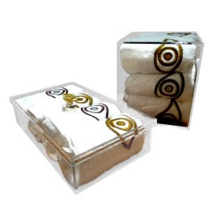 Set of Eye-Stitched Hand Towels in a Lucite Box