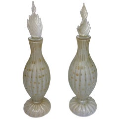 Pair of Barbini Small Decanters with Flame Stoppers
