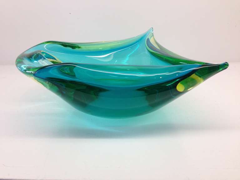 Italian Blue Forato Murano Bowl For Sale