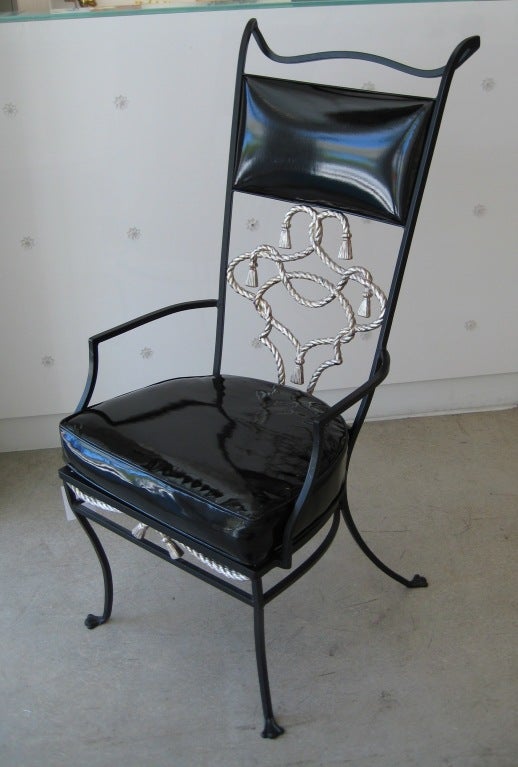 French High-Back Wrought Iron Chair