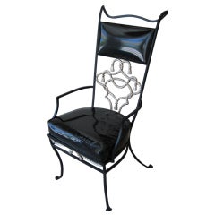French High-Back Wrought Iron Chair