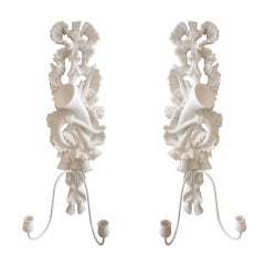 Pair of Plaster Sconces with Musical Instruments