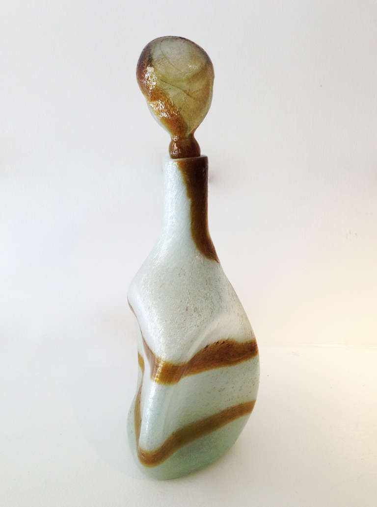 Blown Glass Amber Swirl Decanter For Sale