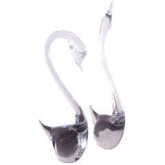 Retro Pair of Tall Murano Swans