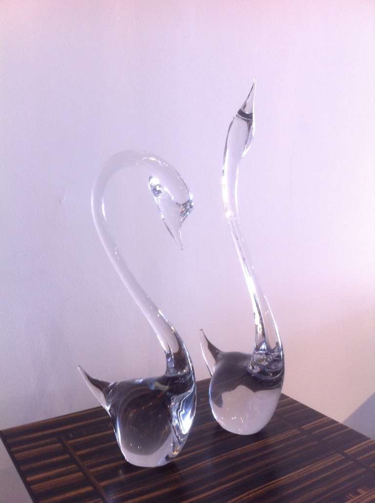 Pair of Tall Murano Swans